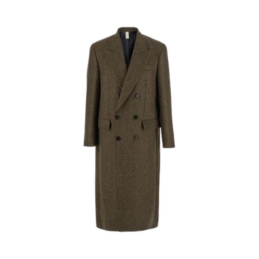Double-Breasted Herringbone Coat