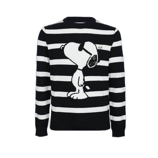 Striped Crewneck Sweater With Snoopy Graphic
