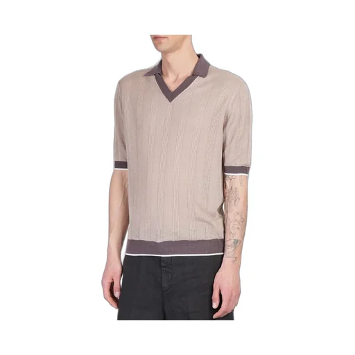V-Neck Knit Polo Shirt