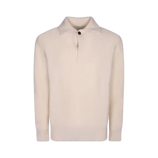 Ribbed Knit Polo Sweater