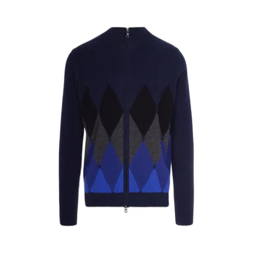 Argyle Zip-Up Cardigan