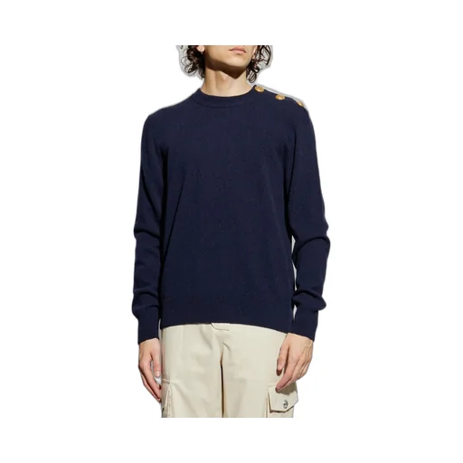 Crewneck Sweater With Embossed Buttons
