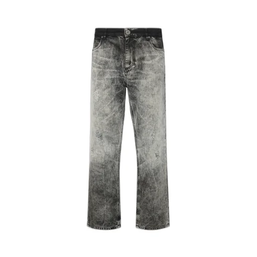 Distressed Straight-Leg Jeans