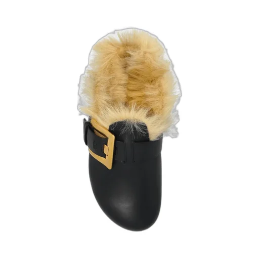 Mules With Fur Trim And Buckle