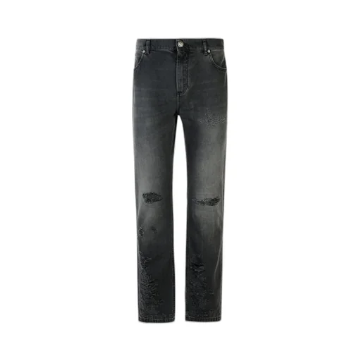 Distressed Straight-Leg Jeans