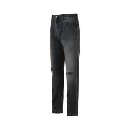 Distressed Straight-Leg Jeans