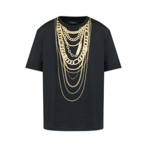 T-Shirt With Layered Chain Print