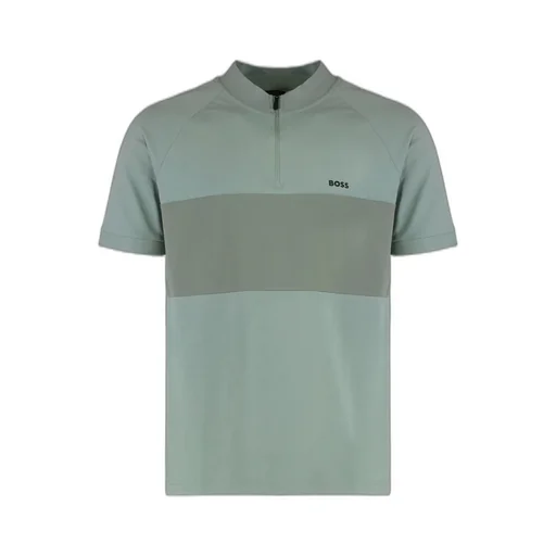 Color-Block Zip-Neck Polo Shirt
