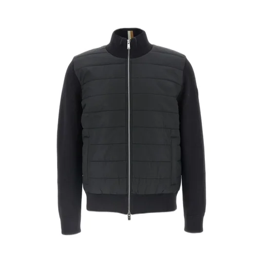 Quilted Bomber Jacket With Knit Sleeves