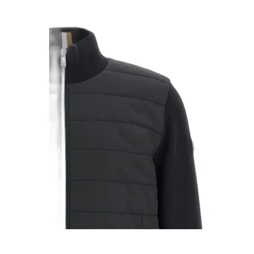 Quilted Bomber Jacket With Knit Sleeves