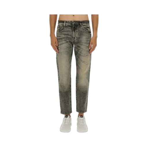 Distressed Straight-Leg Jeans