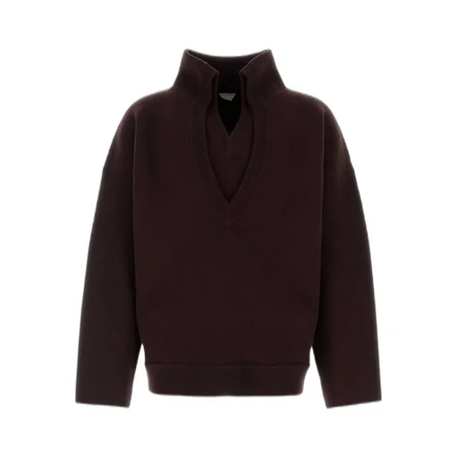 V-Neck Sweater With High Collar