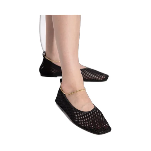 Mesh Ballet Flats With Chain Detail