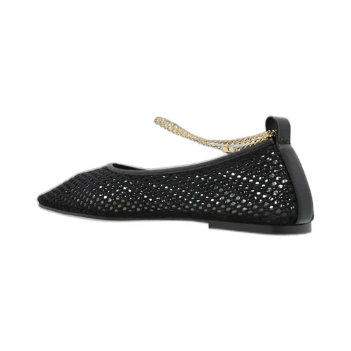 Mesh Ballet Flats With Chain Detail