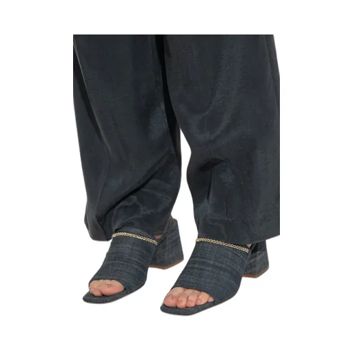 Denim Mules With Chain Detail
