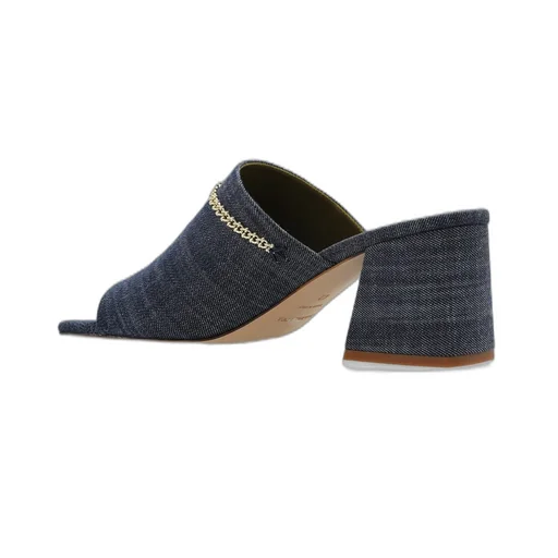 Denim Mules With Chain Detail