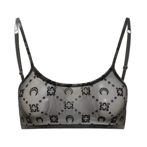 Logo Print Mesh Bra Top