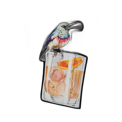Long Sleeve T-Shirt With Bird And Cocktail Print