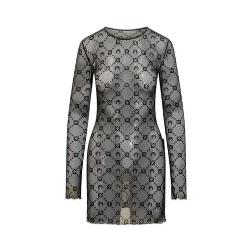 Moon Print Mesh Mini Dress