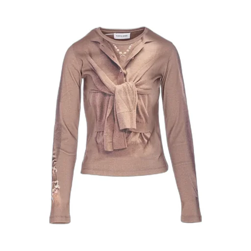 Long Sleeve Cardigan With Pearl Embellishment