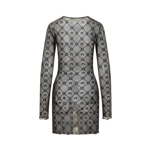 Moon Print Mesh Mini Dress
