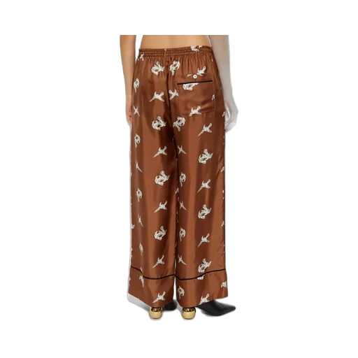 Wide-Leg Printed Silk Trousers