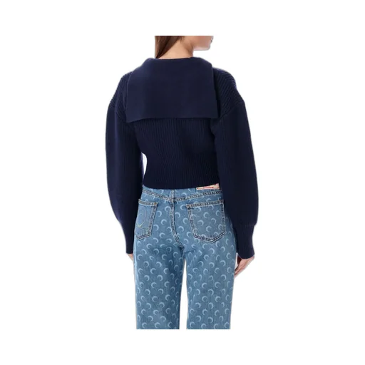 Cropped Ribbed Knit Sweater