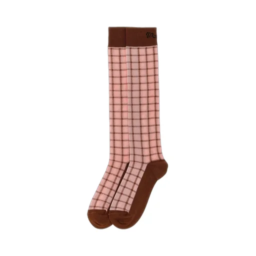 Knee-High Socks With Plaid Pattern