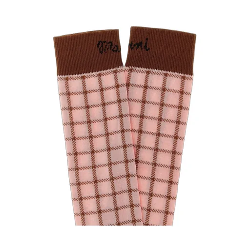 Knee-High Socks With Plaid Pattern