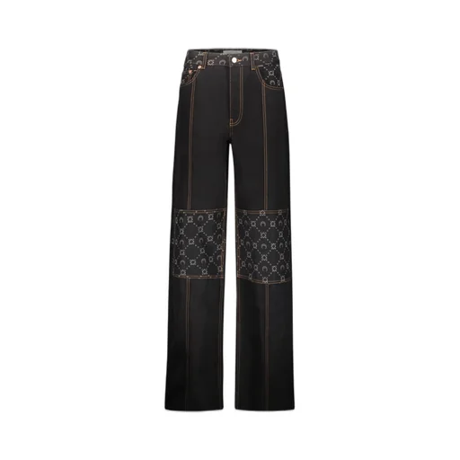 Wide-Leg Jeans With Bandana Print Panels