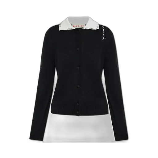 Cardigan With Contrast Collar