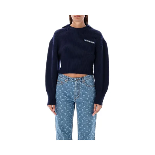 Cropped Ribbed Knit Sweater