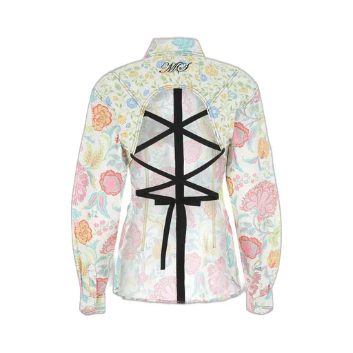 Floral Print Shirt With Open Back