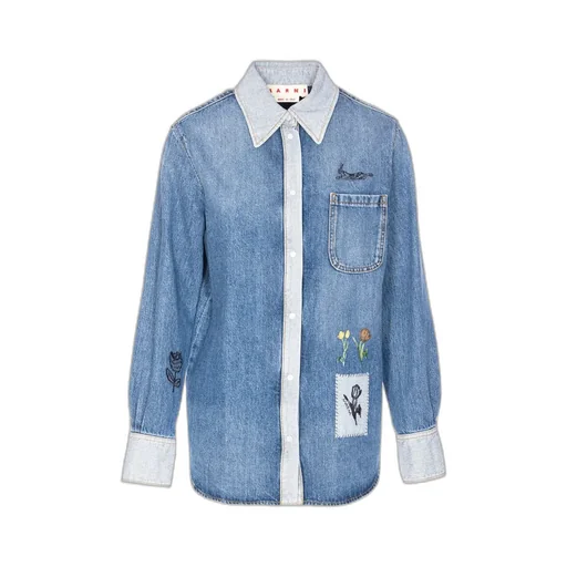 Denim Shirt With Embroidered Motifs