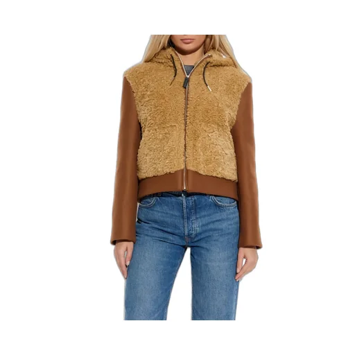 Teddy Bomber Jacket With Contrast Sleeves