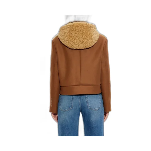 Teddy Bomber Jacket With Contrast Sleeves