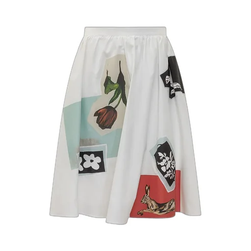 Midi Skirt With Graphic Patches
