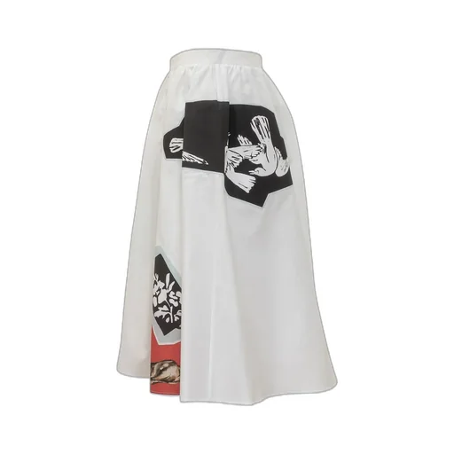 Midi Skirt With Graphic Patches