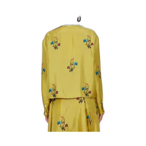 Floral Print Silk Shirt With Bow