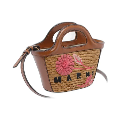 Basket Bag With Floral Embroidery