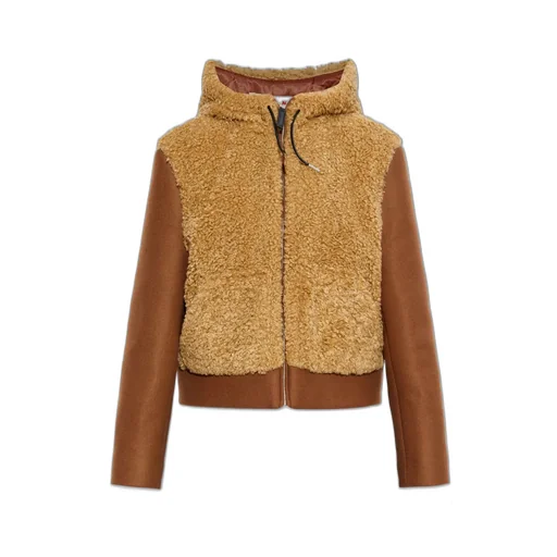 Teddy Bomber Jacket With Contrast Sleeves