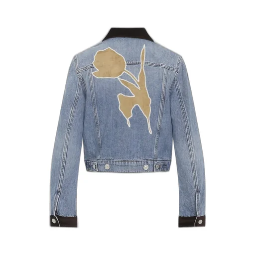 Denim Jacket With Suede Collar