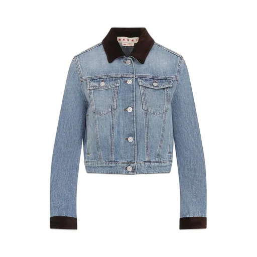 Denim Jacket With Suede Collar