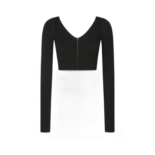 Long Sleeve V-Neck Cropped Top