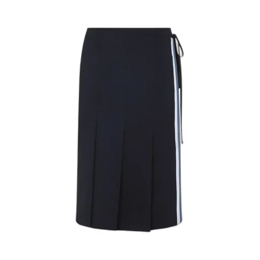 Pleated Midi Skirt With Side Stripe