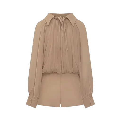 Ruched Blouse And Shorts Set