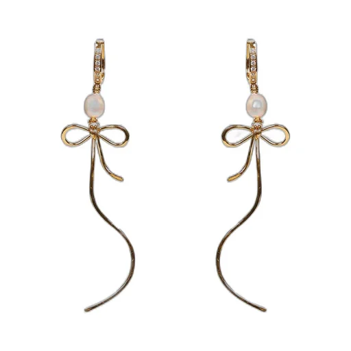 Bow Pearl Drop Earrings