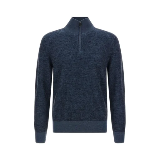 Quarter-Zip Ribbed Knit Sweater