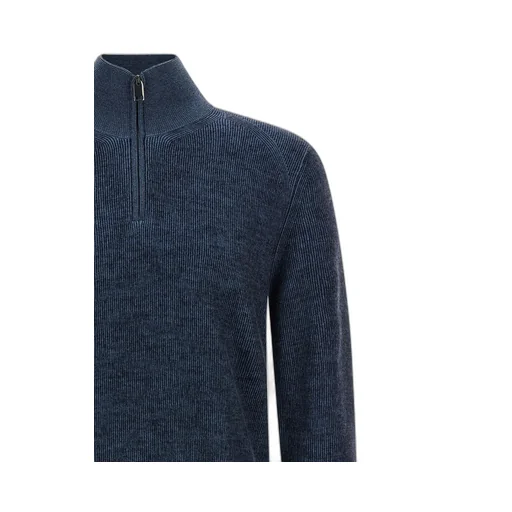 Quarter-Zip Ribbed Knit Sweater