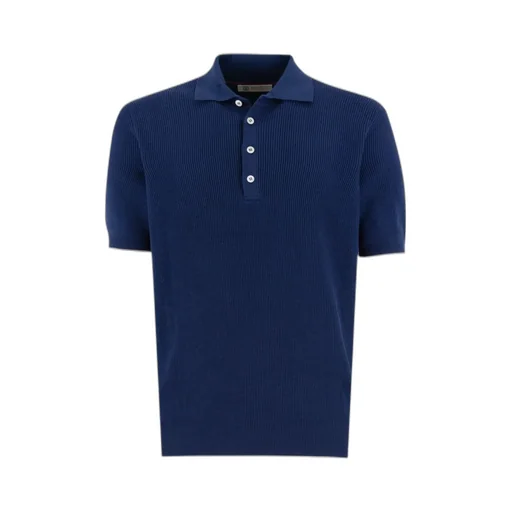 Ribbed Knit Polo Shirt
